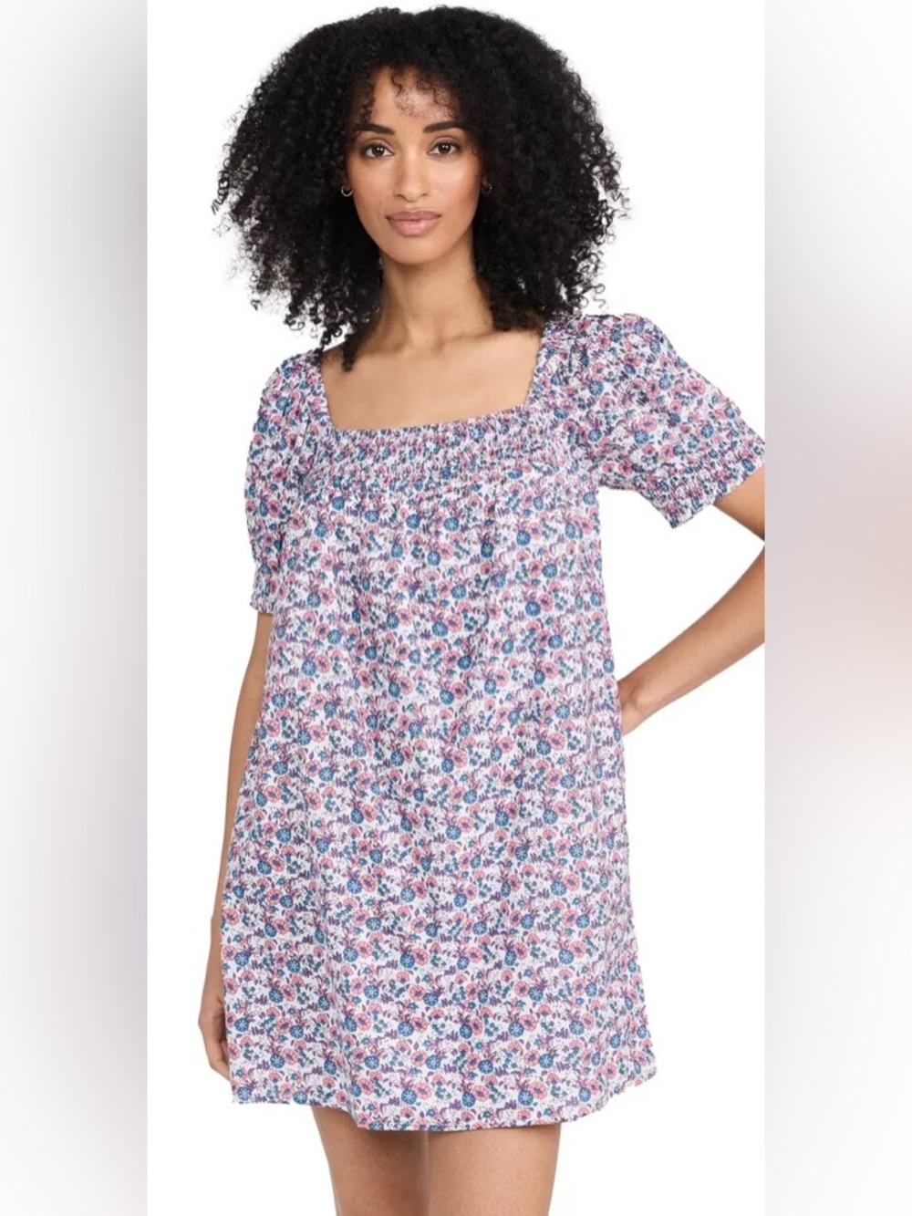 NEW $228 Millie Jane Floral Voile Smocked Cotton Dress Short Sleeve Size XL 200